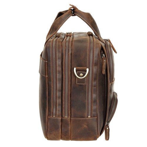 Polare Full Grain Cowhide Leather 17'' Laptop Large Briefcase For Men Business M - Picture 9 of 9