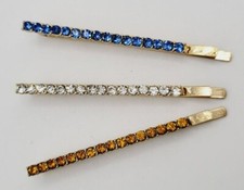 KIRKS FOLLY Crystal Goldtone 2" Barrettes Set of 3