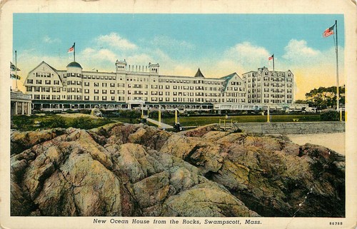 Postkarte Masse Swampscott Ozean Haus von Strand Felsen weiße Grenze nicht verschickt - Bild 1 von 2