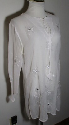 SURFACE Off White Sheer Beach Cover-Up Top Size L