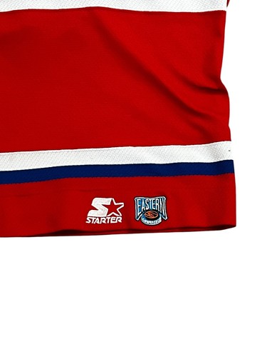 Maglia Montreal Canadiens NHL Starter rossa blu vintage anni 90 hockey taglia grande 24 x 26,5 - Foto 4 di 5