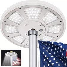 Solar Powered Flag Pole Light 26-136LED Auto Active Super Bright Lamp Waterproof