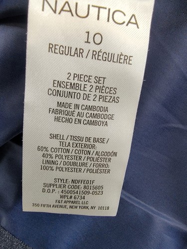 Nautica 2-piece. Micro-Texture Pant Suit Big Boys 10 Dark Blue Zip Fly L/S~ - Picture 11 of 24