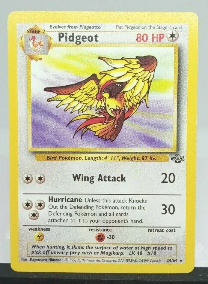 Pidgeot - 24/64 - Jungle Set - Non-Holo - Rare Pokemon Card LP/NM FREE SHIPPING