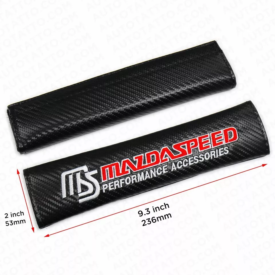 Mazda Speed Carbon Car Seat Belt Cover Safety Shoulder Strap Cushion Pad Harness - Image 2 of 4