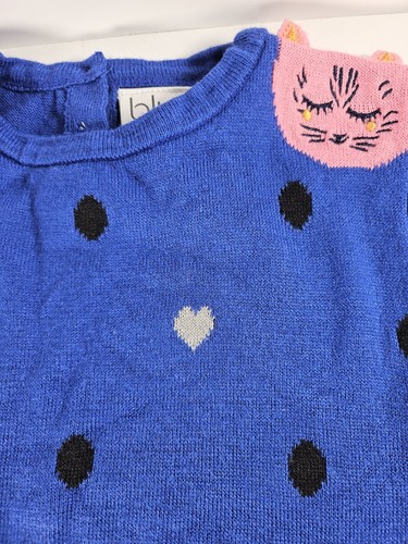 Blush Us By Angels Blue Polka Dot Dress With Pink Kitty Cats 5T - Picture 5 of 7