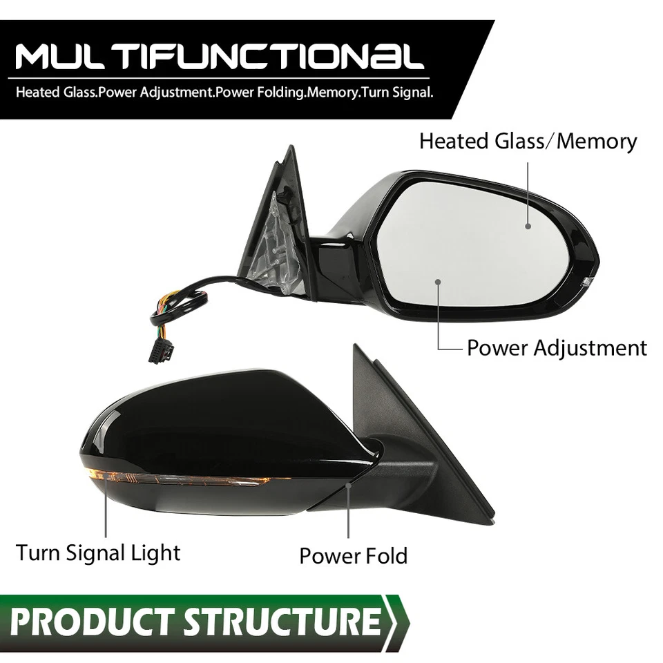 Espejo retrovisor lateral apto para Audi A6 2012-2018, A6 Quattro, S6 pasajero lado derecho derecho derecho Foto 3 de 4