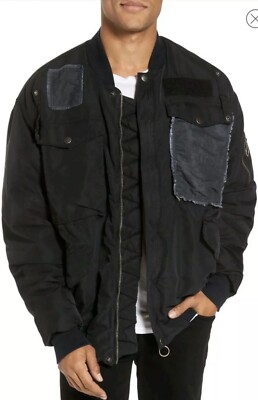 $ 425 NWT Hudson Jeans Echo Oversize Bomber Jacket Coat Black Size M
