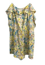 TOPSHOP Womens Romper Ruffle Yellow Blue Spaghetti Strap Floral Sz 8