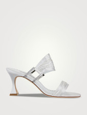 Manolo Blahnik Chinap 70MM Satin Mules - White