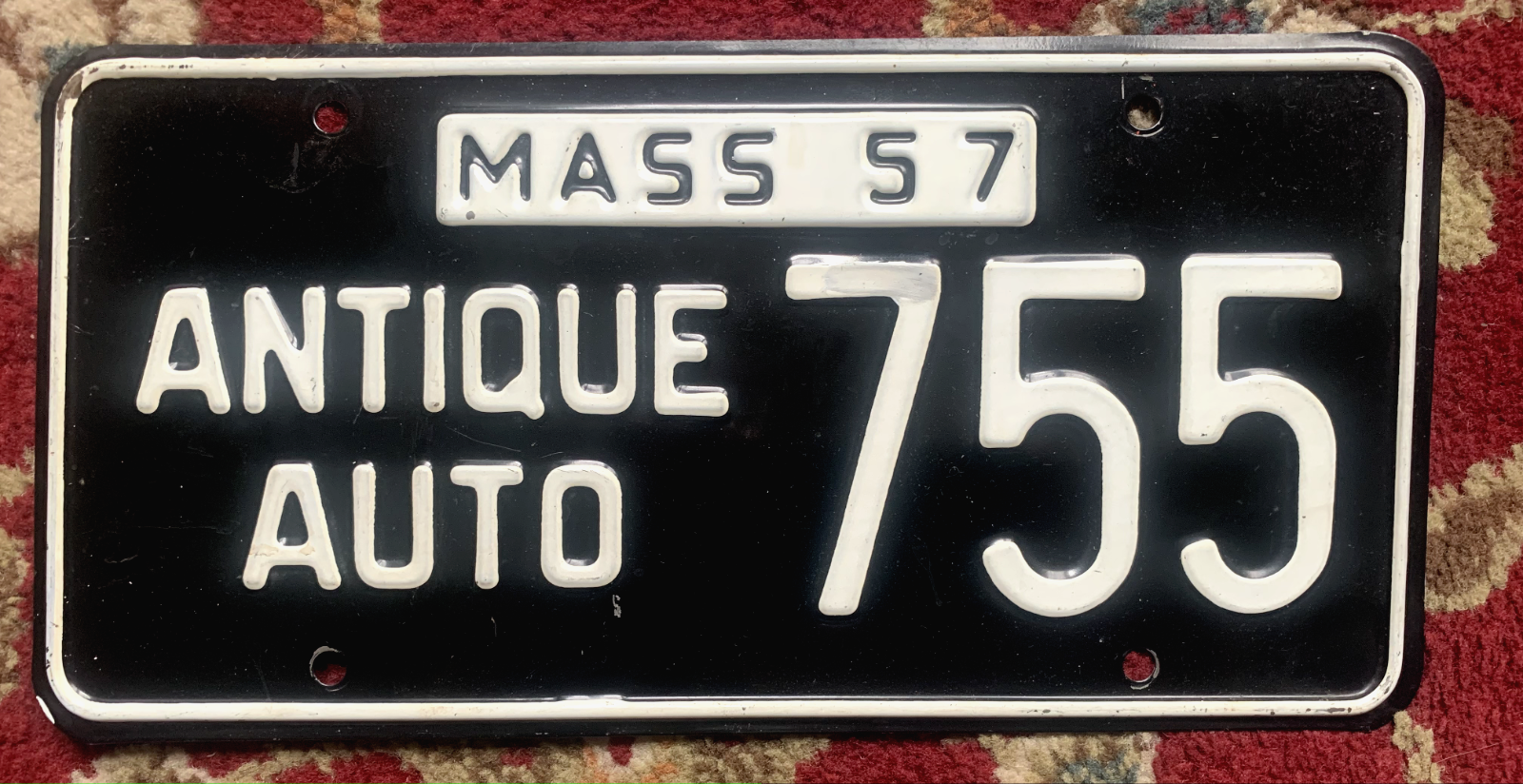 Metallic Plate Riveted 1957 MASSACHUSETTS ANTIQUE CAR VEHICLE HISTORICAL VINTAGE LICENSE PLATE ...