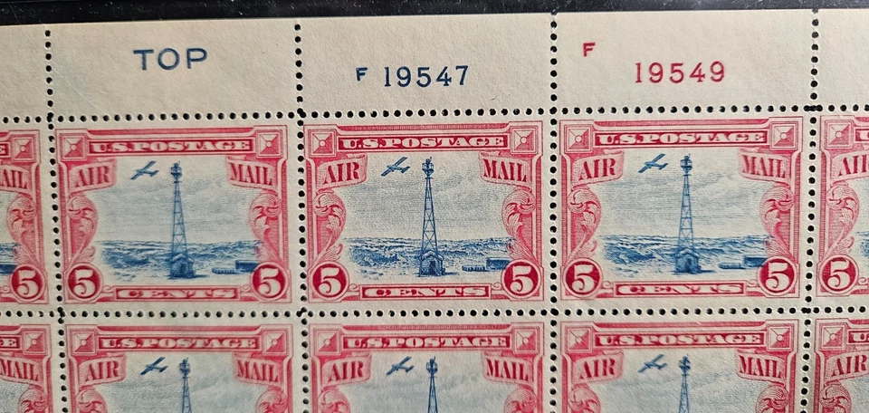 US Stamp ScC11, 5c Beacon & Plane  , Top PB of 10, VF MNH CV$97.00+ (51185) - Image 2 of 3