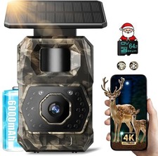 MAXDONE Wildlife Camera Wifi Bluetooth - 4K 64MP Solar Trail Camera with Night V