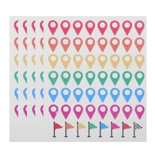  5 Sheets Travel Map Pointer Stickers: Self-Adhesive Location Markers - Colorful