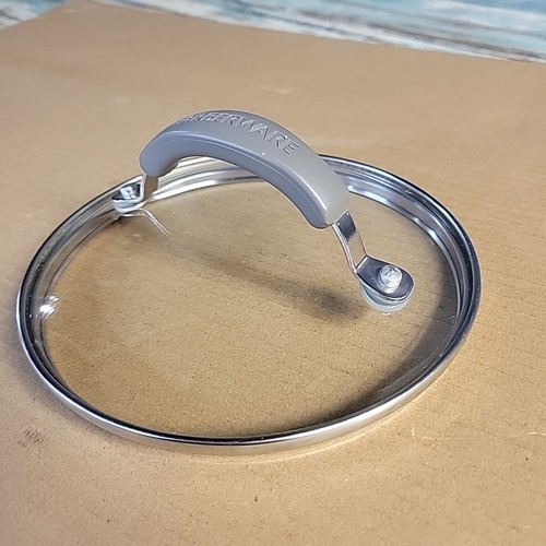 Farberware Glass Replacement Lid for Pot Pan 6 1/8" Inner Rim Gray Handle - Picture 3 of 5