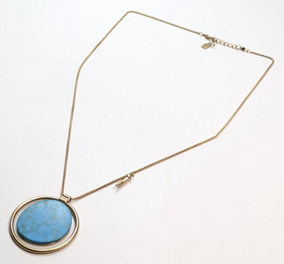 Robert Lee Morris Soho 金色轨道项链人造绿松石石盘 30 — 第 4/4 张图片