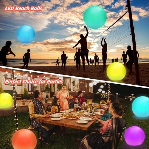 4 Pack Light-Up Beach Balls, 16” Glow-in-The-Dark 16" Glow beach ball - Picture 4 of 6