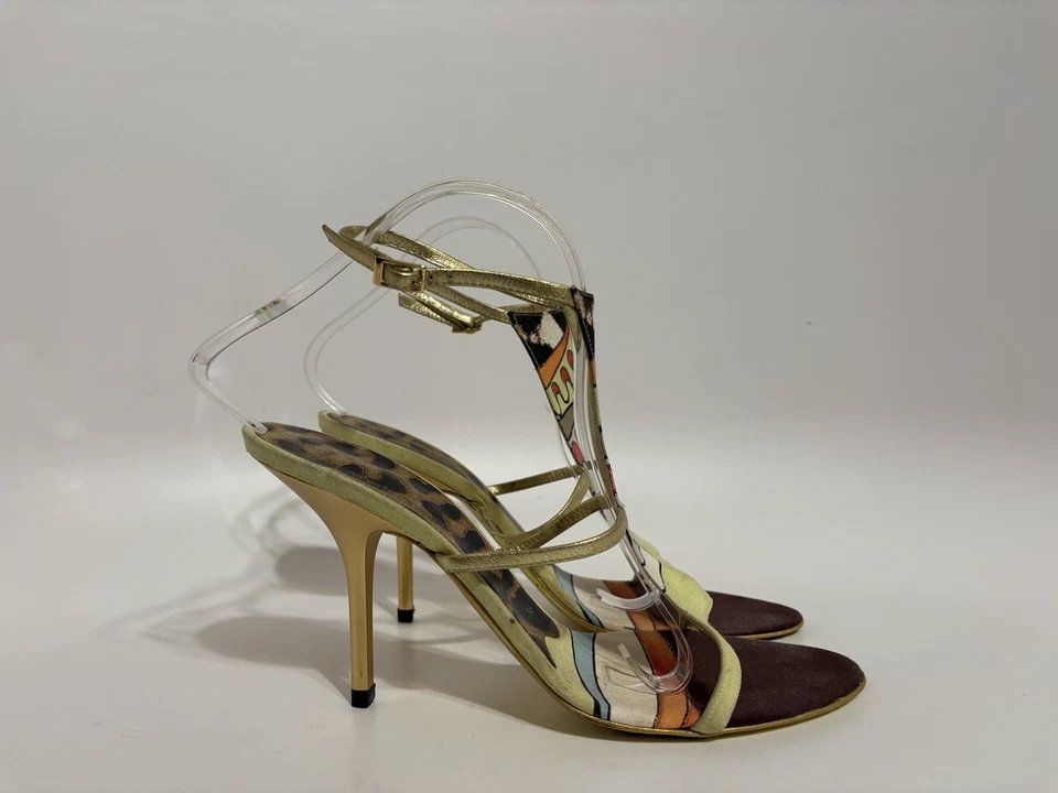 Sandalia Tacones 40 Estampado Amarillo Roberto Cavalli De Colección Foto 4 de 4