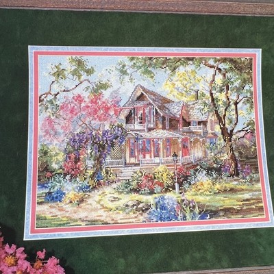 Marty Bells Summerland Cross Stitch Pattern Book + Bonus Aida Victorian House
