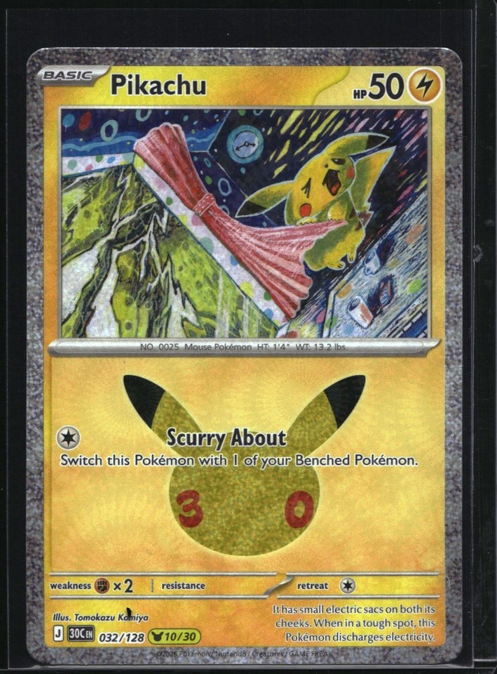 2026 Pokemon 30th Celebration Pikachu Pikachu # Pokemon 30th Celebration Pikachu 10/30 Pikachu #032/128