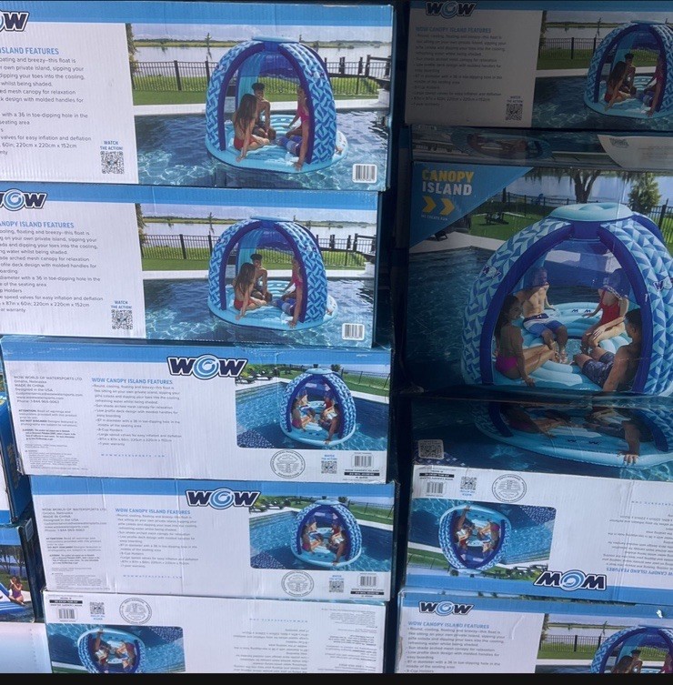 Multi Person Inflatable WOW Sports Pool Island Float, Inflatable Float with Canopy Multiple ...