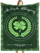 Buryeah Irish Blessing Throw Blanket Green Shamrock Soft Blanket for Irish Weddi