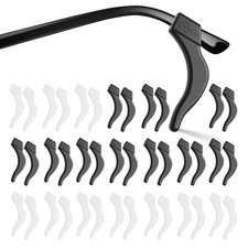 20 Pairs Eye Glasses Ear Grippers, Anti-Slip Glass Large, Black clear