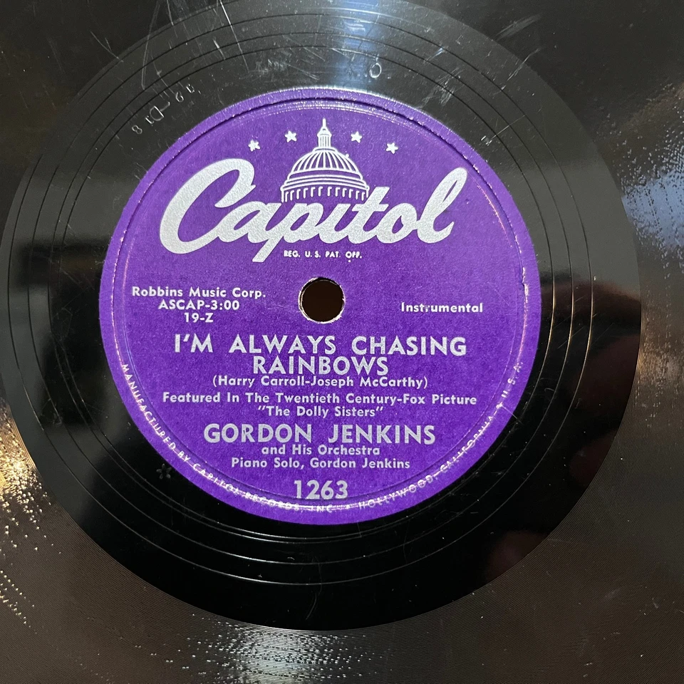 GORDON JENKINS - White Christmas / Chasing Rainbows 10" Shellac 78RPM Record - E - Image 3 of 4