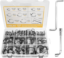 202PCS 304 Stainless Steel Hose Clamp Kit, 8 Sizes from 1/4" to 2" (6-51Mm) Adju