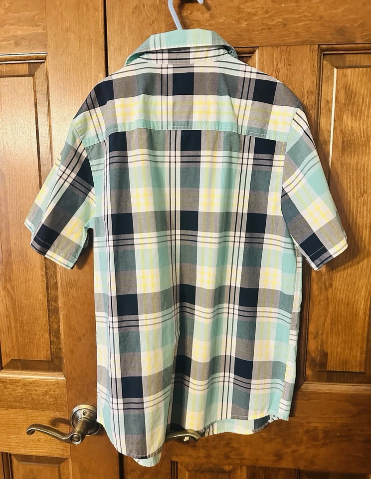 Camisa para niños URBAN PIPELINE azul a cuadros con botones TALLA XL grande manga corta Foto 2 de 4
