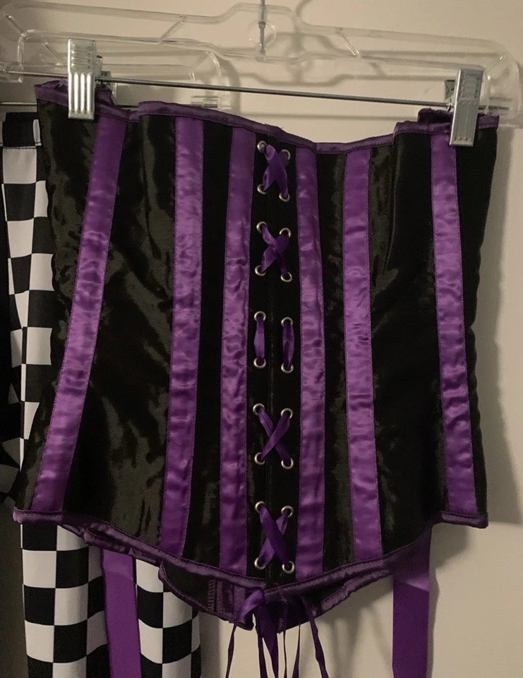 Черный корсет крюк костюм танцы матч блестки шляпа и леггинсы - Изображение 2 из 4