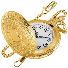 Elegant Gold Shield Pocket Watch   Timeless Style  Precision Men's Quartz