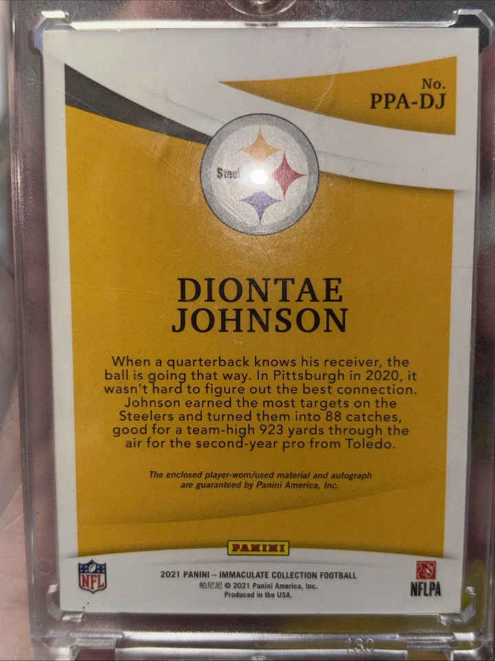 2021 Immaculate 1/1 Diontae Johnson Nike Swoosh RPA READ DESCRIPTION One of one  - Image 2 of 4