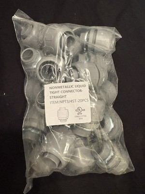  20 Pack 3/4  Non-Metallic Liquid Tight Connector Straight Electrical Conduit 