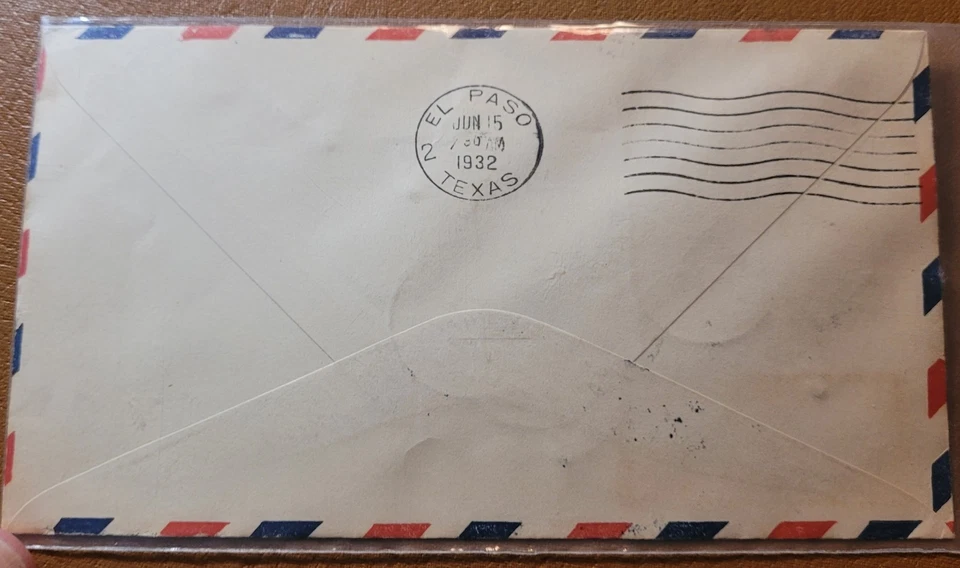 RARE Pre WAR Stamp Benjamin Franklin PLANE PATTERN 1932 WWII Airmail Cover 1/1 - Image 2 of 2
