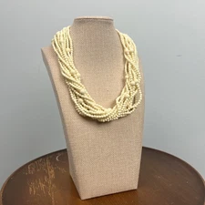 Vintage Multistrand Quality Costume Estate Find Beaded Statement Necklace 19”