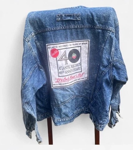 Vintage 1988 Atlantic Records Denim Trucker Jacket Xl - product listing photo