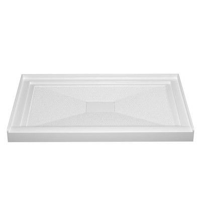 White Acrylic Shower Pan Base 48'' L x 32'' W with Double Strainer