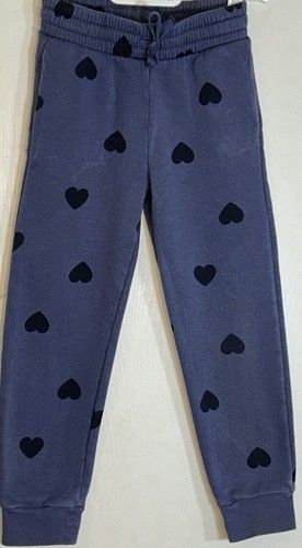 H&M Little Girl Sz 5T/6 Two Piece Outfit Sweatshirt/Sweat Pants Blue/Navy Hearts - Picture 4 of 13