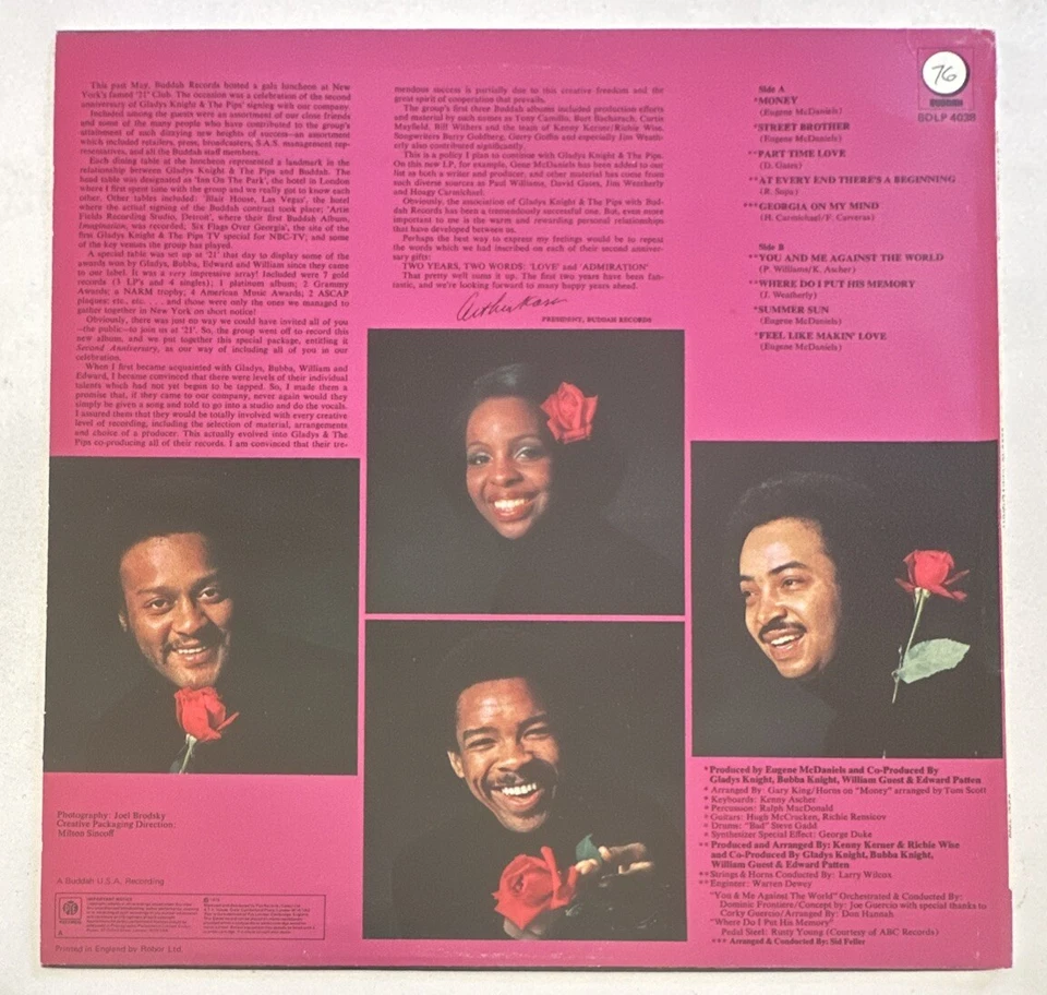 Gladys Knight And The Pips “2nd Anniversary” Buddah (1975)Vinyl Lp Record NM-EX - Image 3 of 4