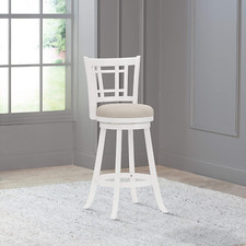 Barra Giratoria Altura Taburete Banco Asiento Cocina Clásico Duradero Madera Acabado Blanco