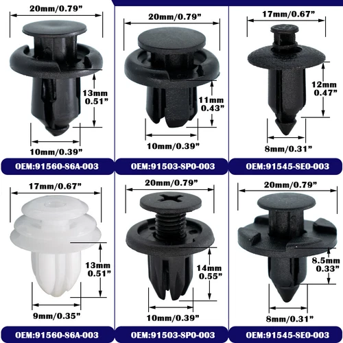 180X Trim Panel Clips Bumper Fender Fastener Push Rivet For HONDA CIVIC ACCORD - Bild 3 von 6