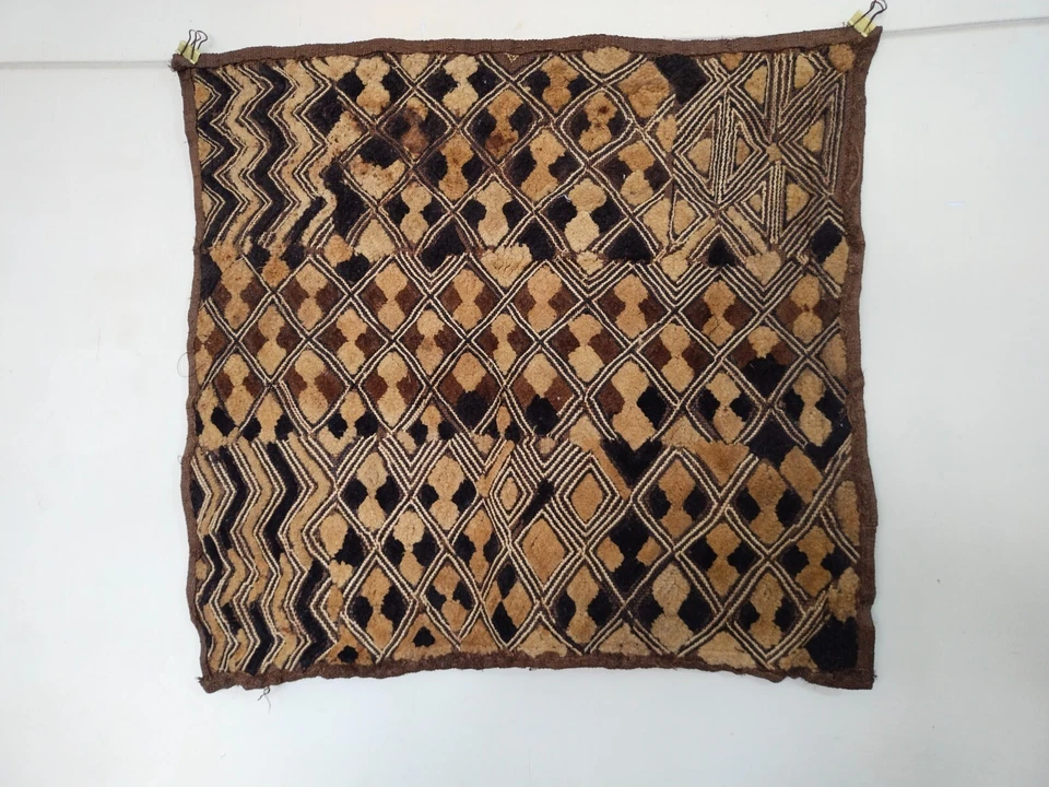 Tela de rafia textil tradicional africana tribal congo vintage Cuba artículo893 Foto 3 de 4