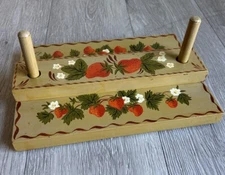 VTG Painted Wooden Napkin Holder Strawberry Adjustable Bar Farmhouse Cottage