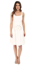 Calvin Klein Soft White Tank Dress with Bow Belt Women's Size 10 L80501
