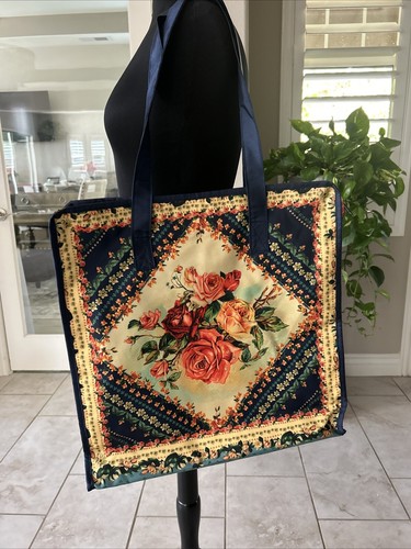 NWT Agua Bendita Gia Provence Colorful Floral X Large Zip Up Tote Beach Bag - Picture 8 of 13