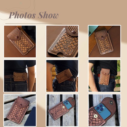 Tourbon étui en cuir véritable pour téléphone portable pochette étui de transport avec boucle de ceinture portefeuille - Photo 3 sur 24