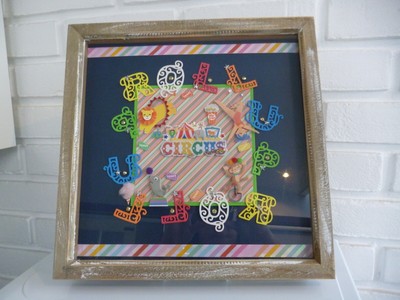 Box gerahmtes Kunstbild ''Roll Up'' Zirkus handgefertigt Mischtechnik von LNG 13''X13''