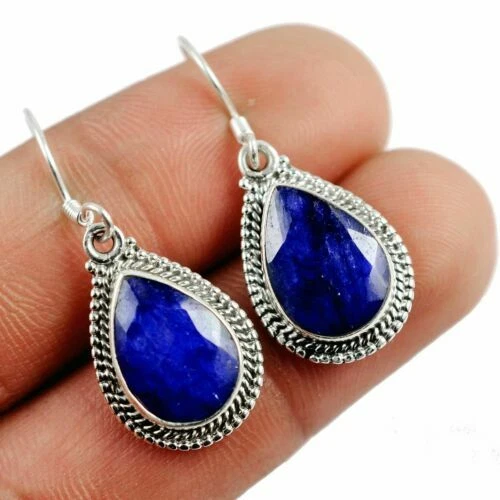 Orecchini di lusso con gemme in argento sterling pietra principale zaffiro