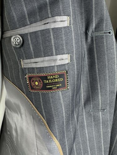 ANGELO ROSSI (44R) Mens Gray Stripe Jacket Pleat Front Pants Suit 38W - Picture 4 of 11